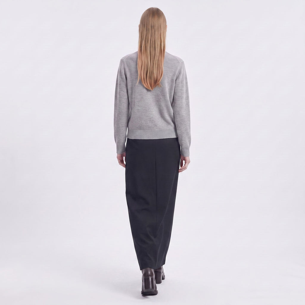 Mock Neck Zip-Front Knit Cardigan Sweater