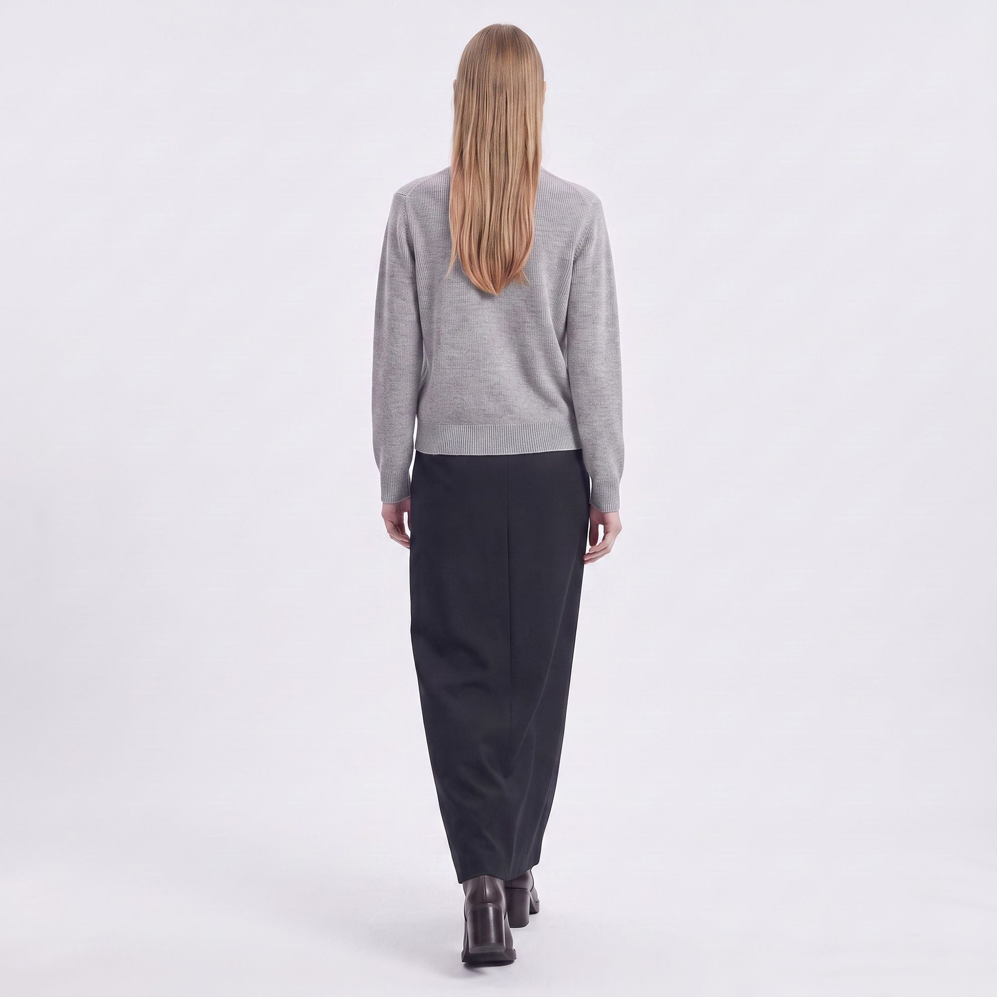 Mock Neck Zip-Front Knit Cardigan Sweater