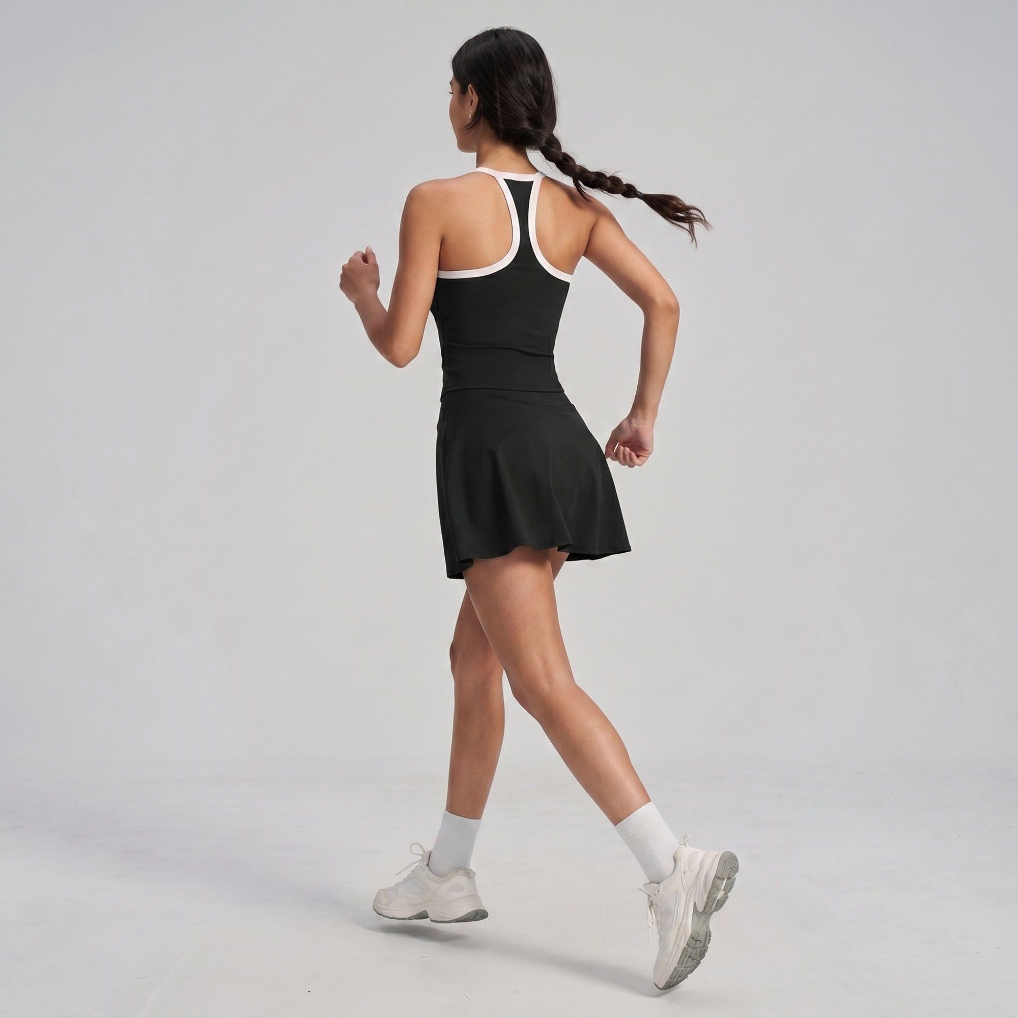 Contrast Trim Cami Tank Top Scoop Neck Sleeveless Workout Yoga Tennis Activewear Top