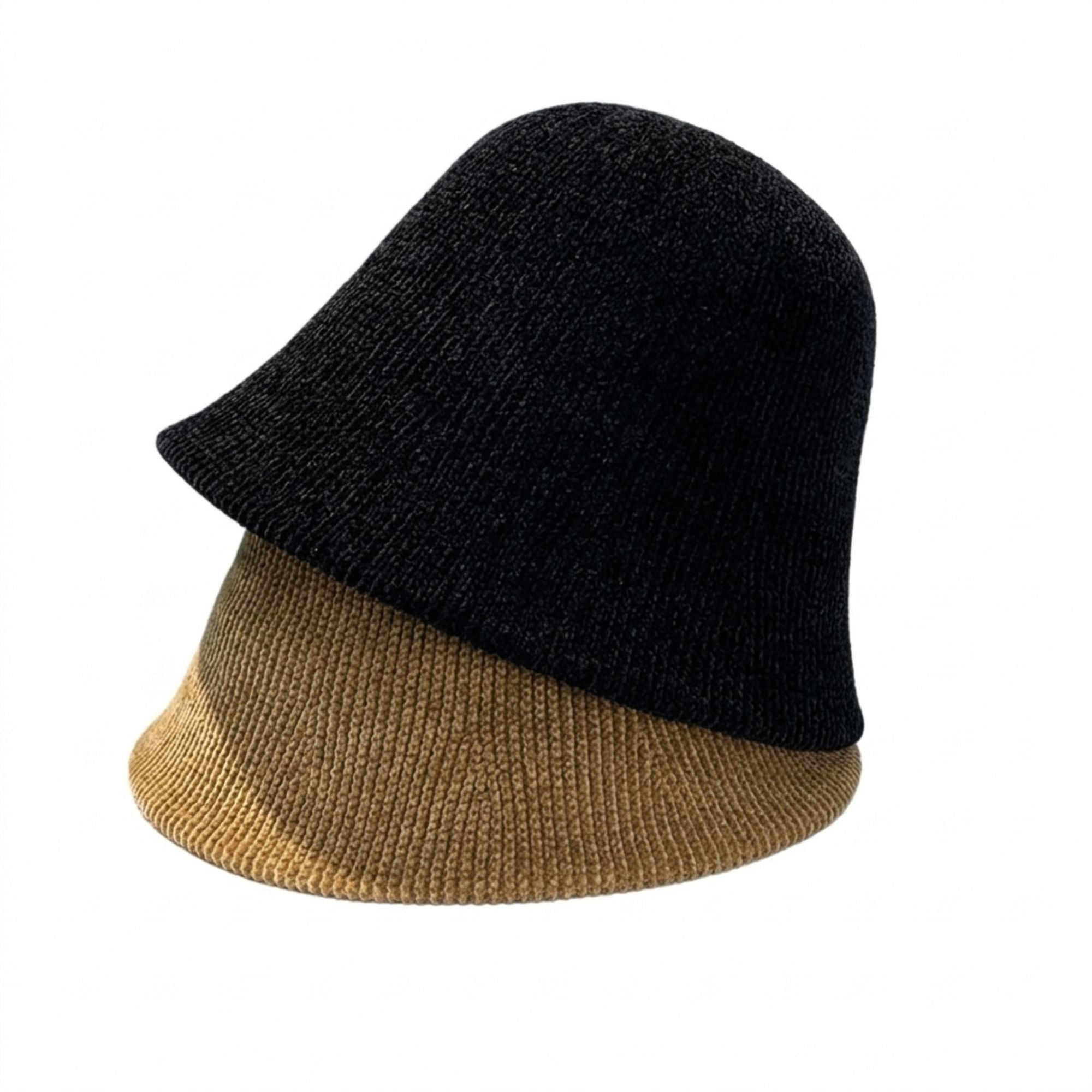 Textured Knit Cloche Bucket Hat Soft Brim Casual Hat