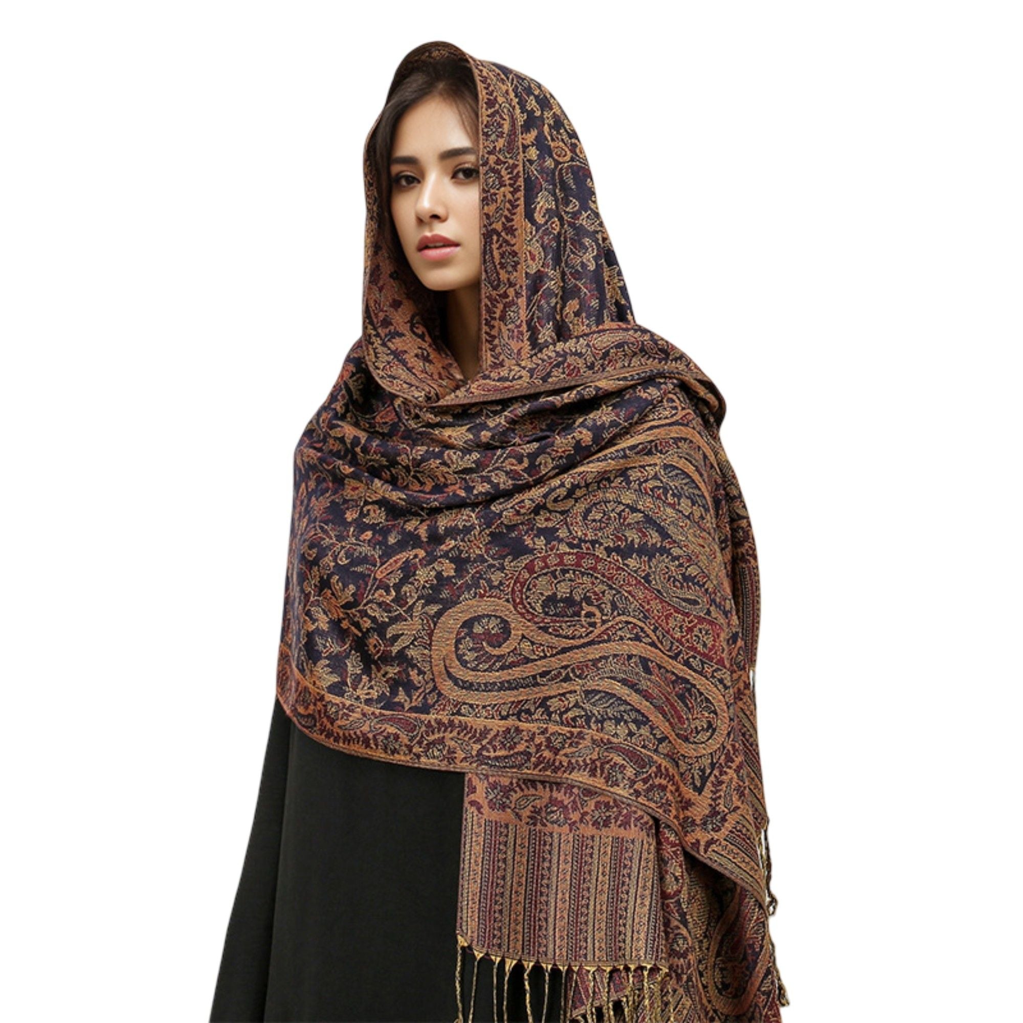Anna-Kaci Women's Jacquard Paisley Shawl Scarf with Elegant Fringe Hem 71¡Á27.5 Inches