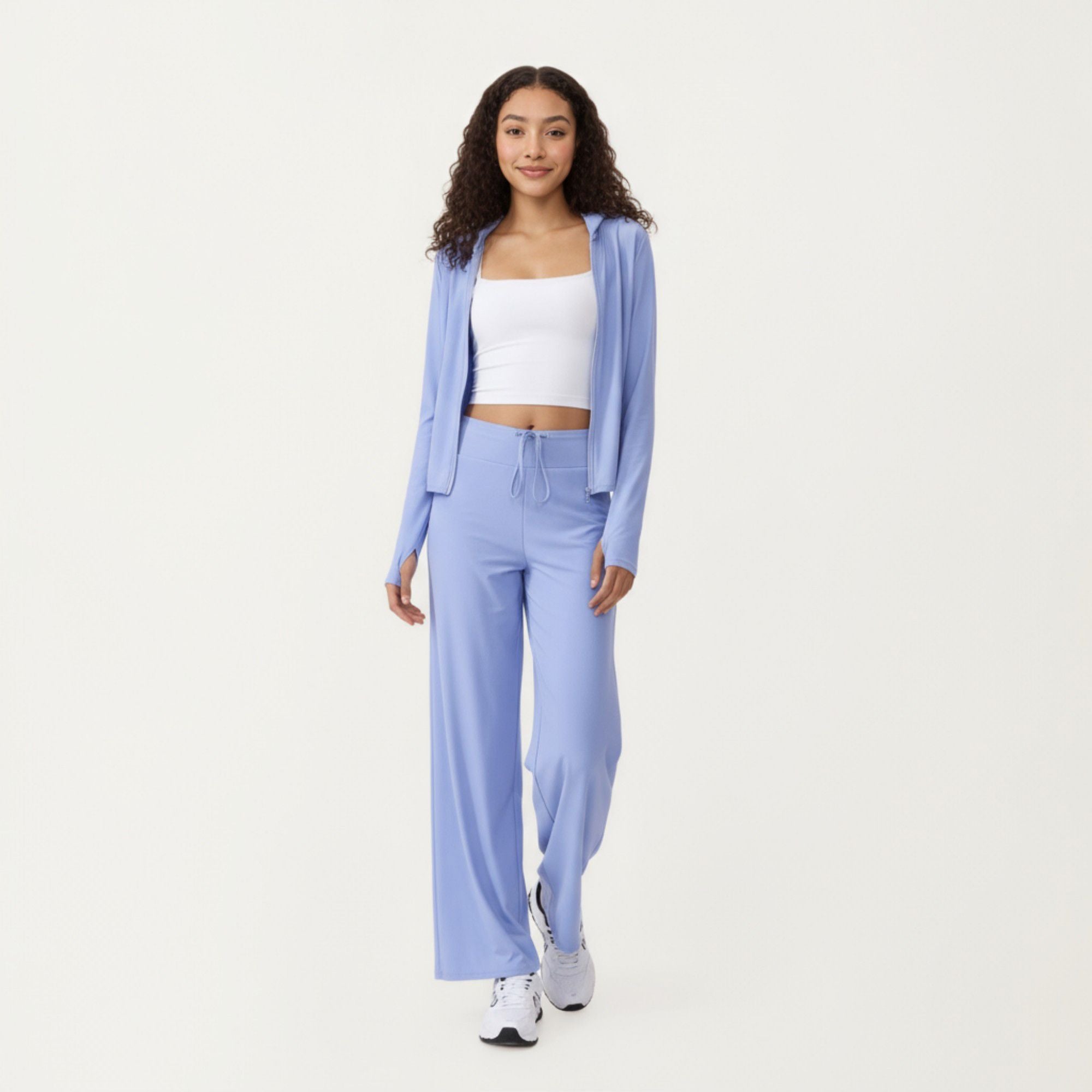 Anna-Kaci Active Women's High Waist Wide Leg Sweatpants with Drawstring Waistband