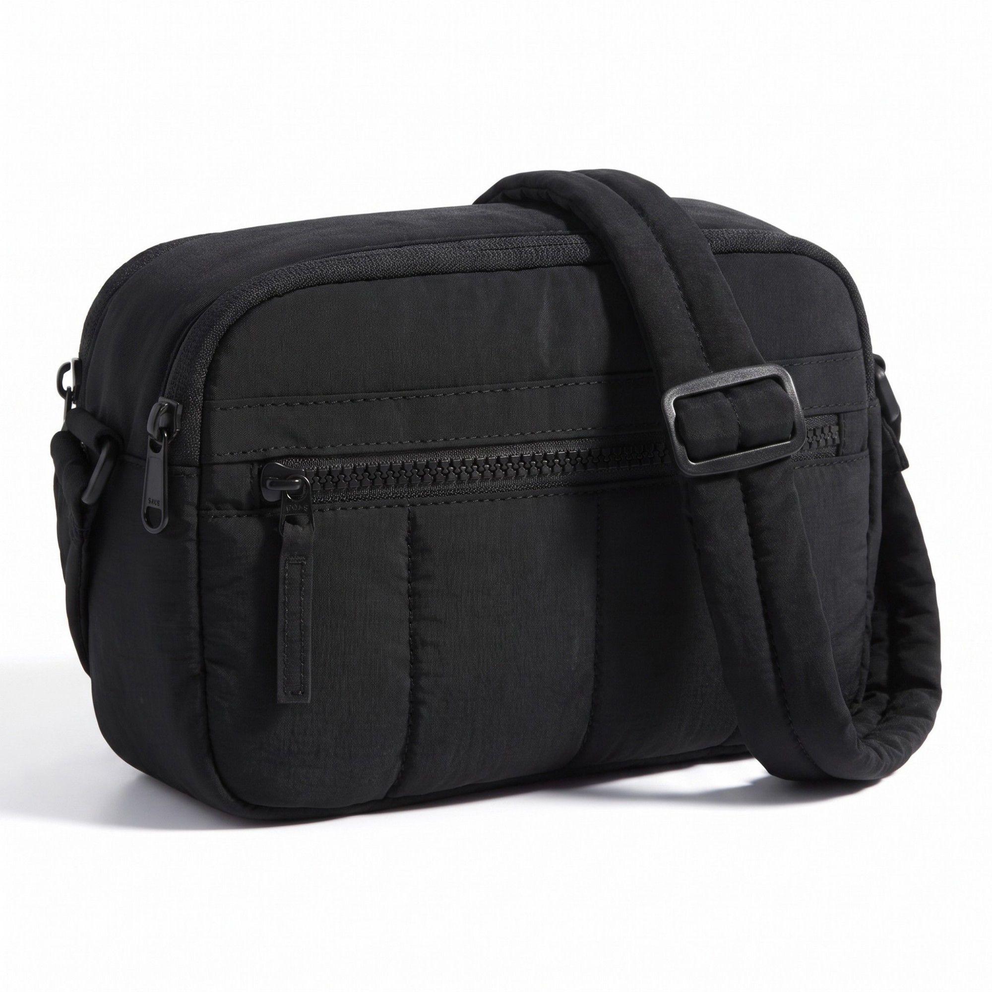 Padded Rectangular Crossbody Bag with Front Zip Pocket and Adjustable Padded Shoulder Strap 8.7x2.8x6.1in