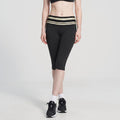 Striped Foldover Waist Capri Leggings Fitted Cropped Yoga Pants for Workouts and Athleisure