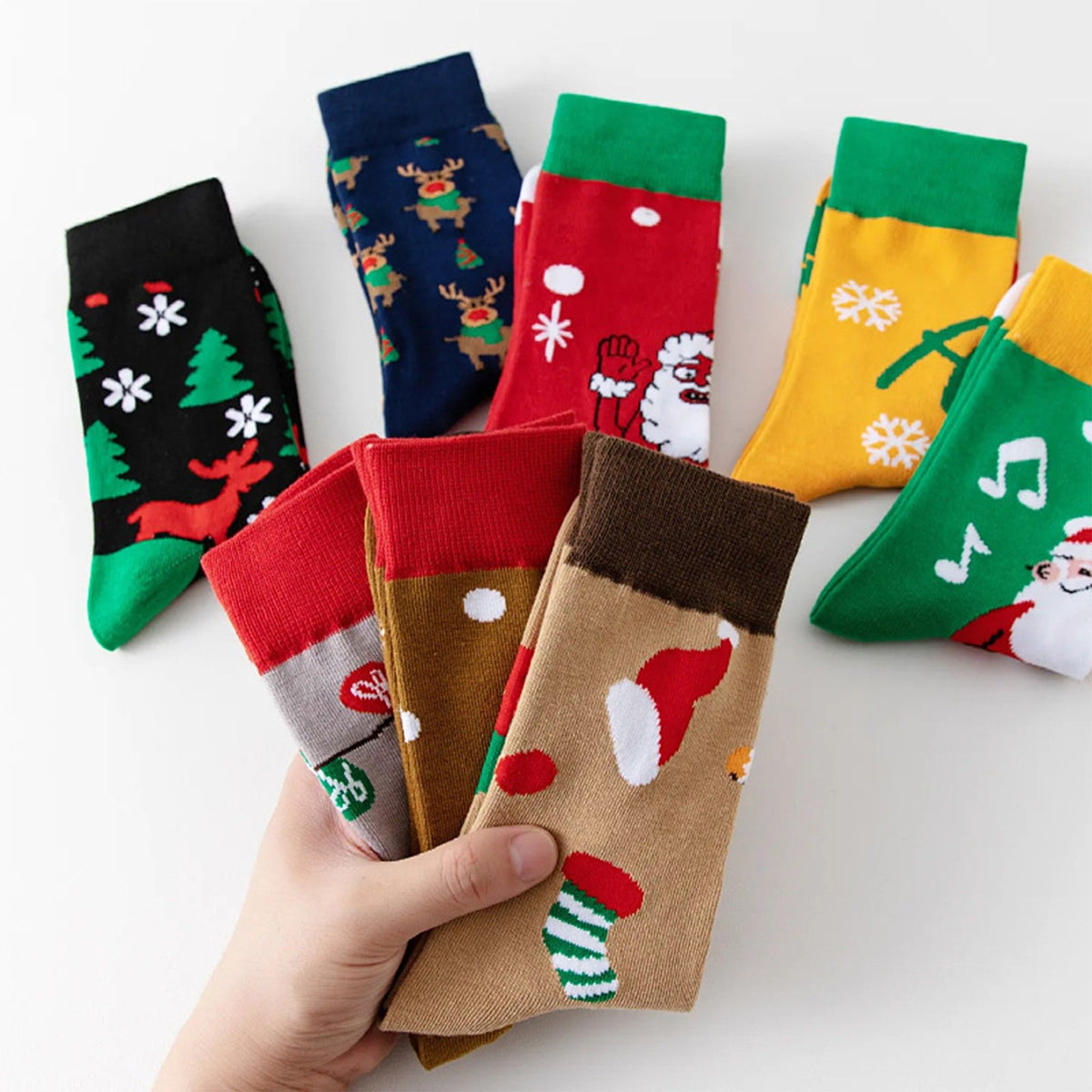 Holiday Novelty 3 Pack Crew Socks Assorted Festive Christmas Patterns