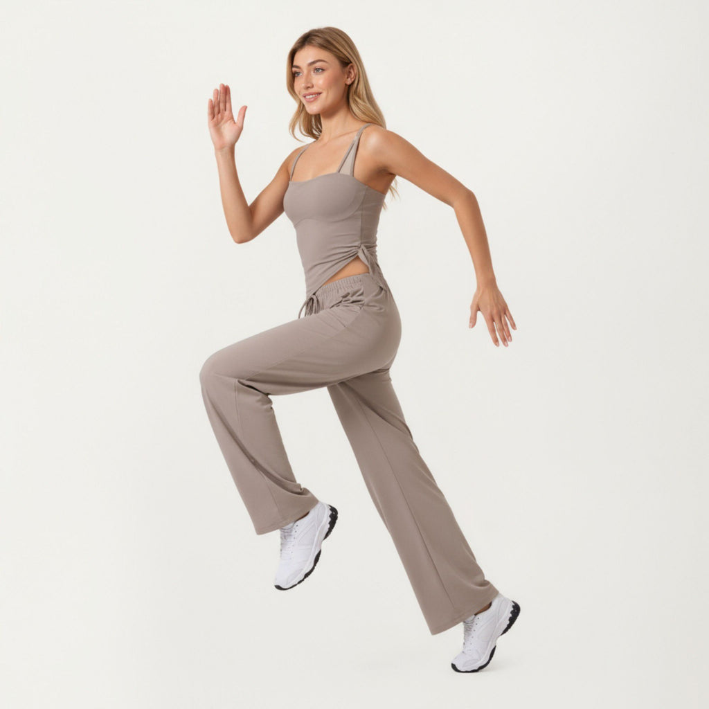 Anna-Kaci Active Women's High Waist Drawstring Wide Leg Sweatpants with Relaxed Fit