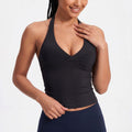 Padded Halter Wrap Front Longline Sports Bra Tank Top Workout Yoga Crop Top