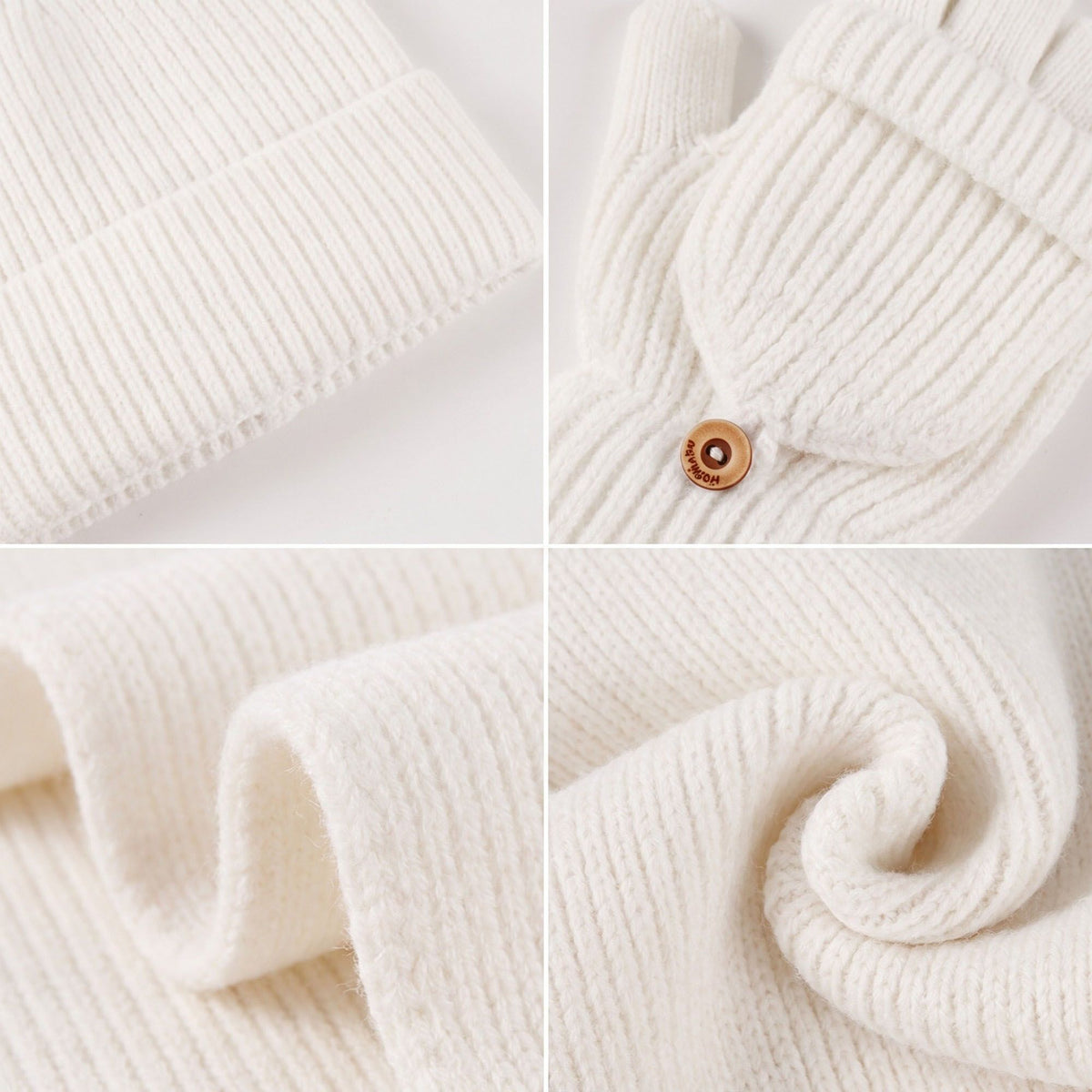 3 Piece Beanie Scarf and Convertible Fingerless Gloves Winter Set