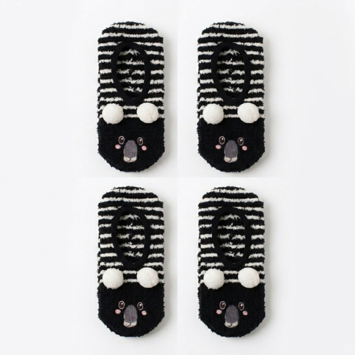 Fuzzy Bear Slipper Socks 2 Pair US 5-10.5