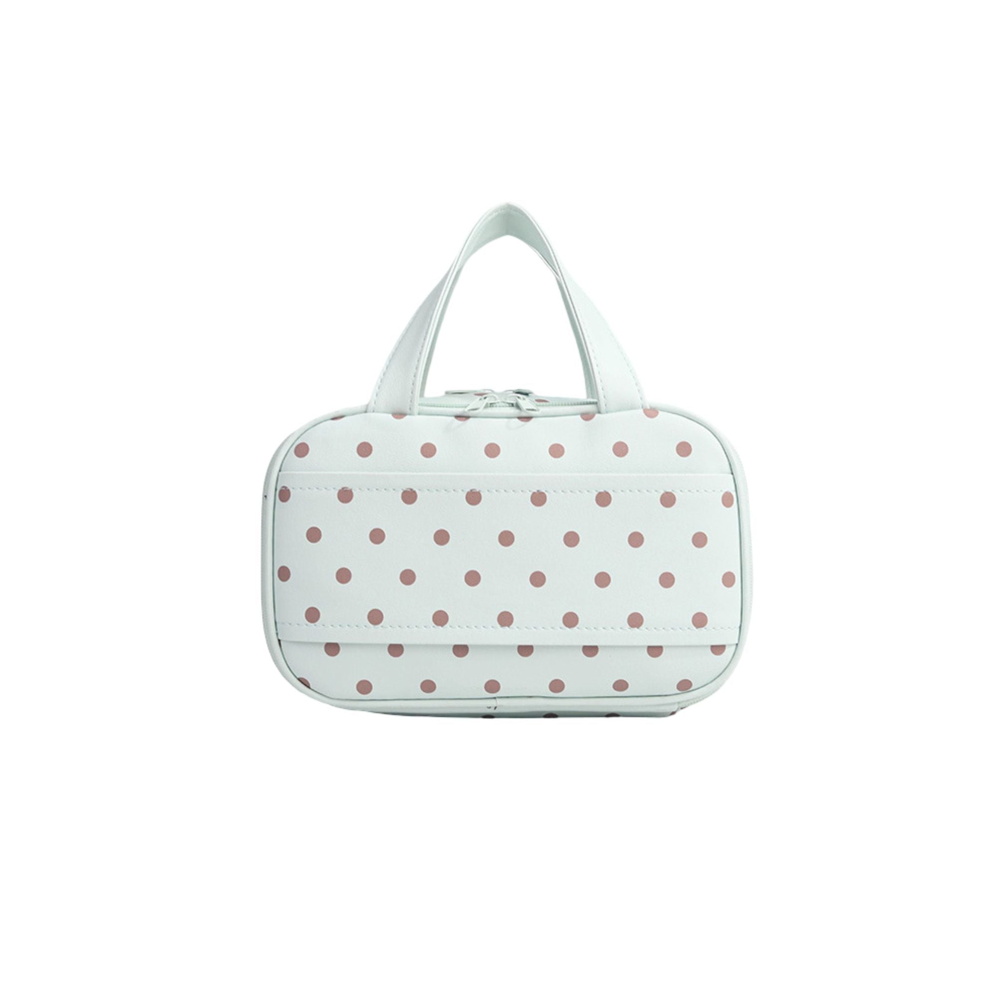 Polka Dot Cosmetic Bag, Large Capacity 3-Layer Makeup Organizer with Top Handle