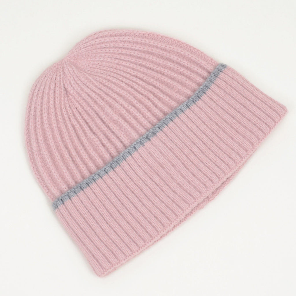 Anna-Kaci Women's Ribbed Knit Beanie Hat with Contrast Trim and Folded Cuff