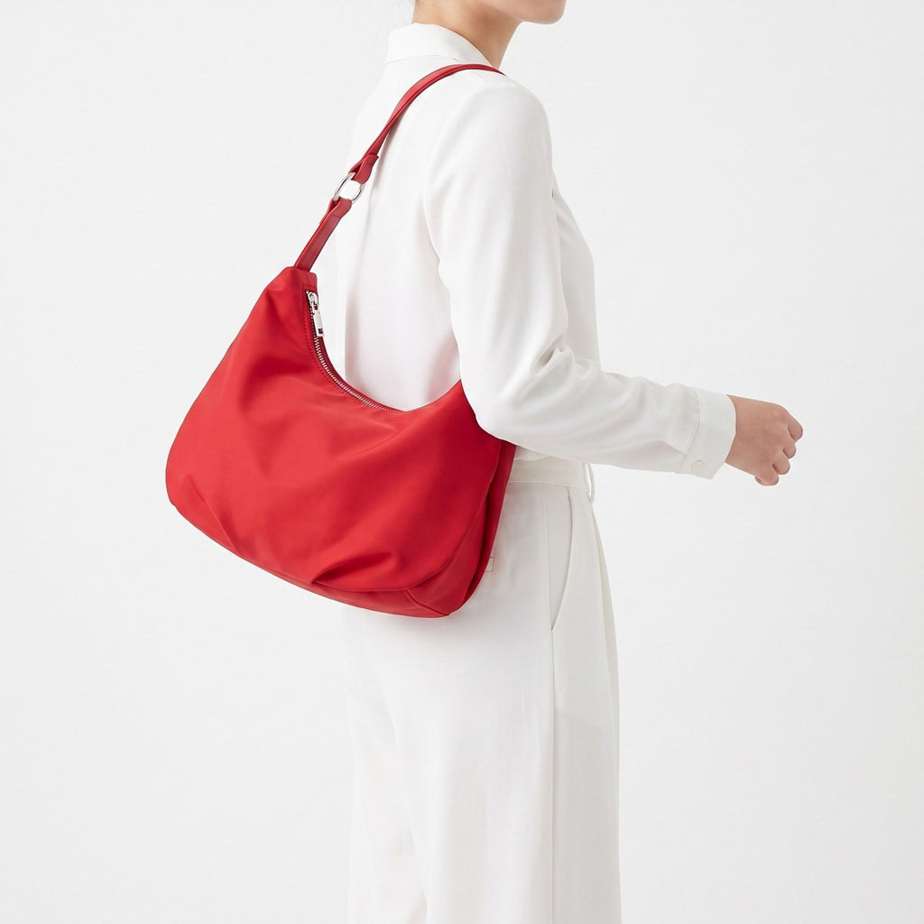 Soft Hobo Shoulder Bag with Adjustable Strap and Zip Closure