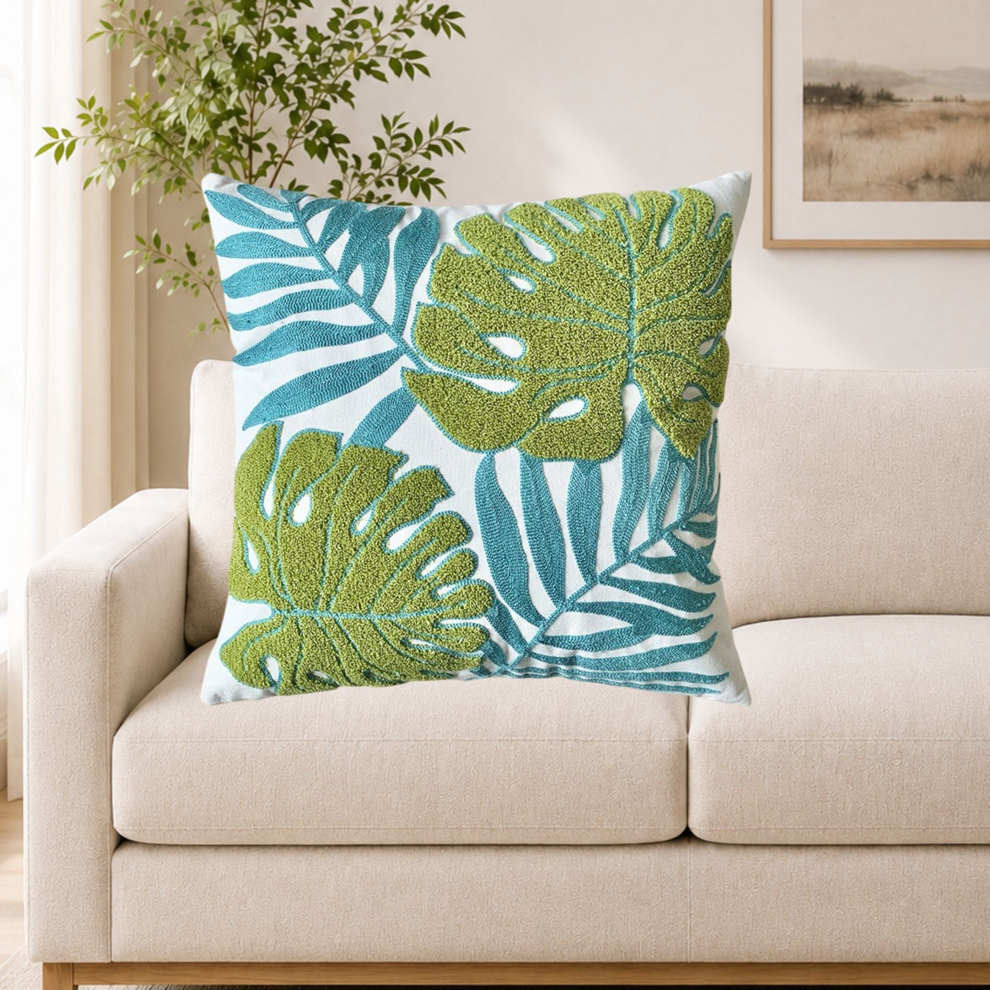 Canvas Throw Pillow 17.7*17.7 in Mixed Leaf Towel Design