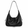 Slouchy Faux Leather Hobo Shoulder Bag with Adjustable Strap and Zip Closure