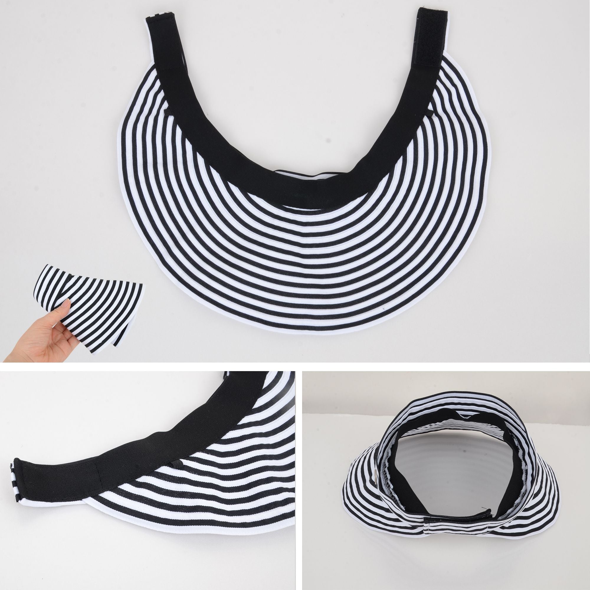Anna-Kaci Striped Wide Brim Sun Visor Hat Lightweight Foldable Design for Outdoor Travel Beach Hiking Sports Vacations