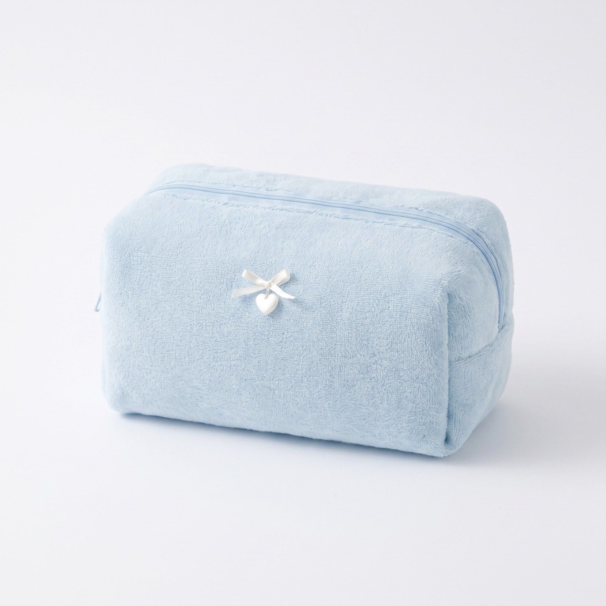 Womens Soft Textured Cosmetic Bag Zipper Makeup Toiletry Organizer