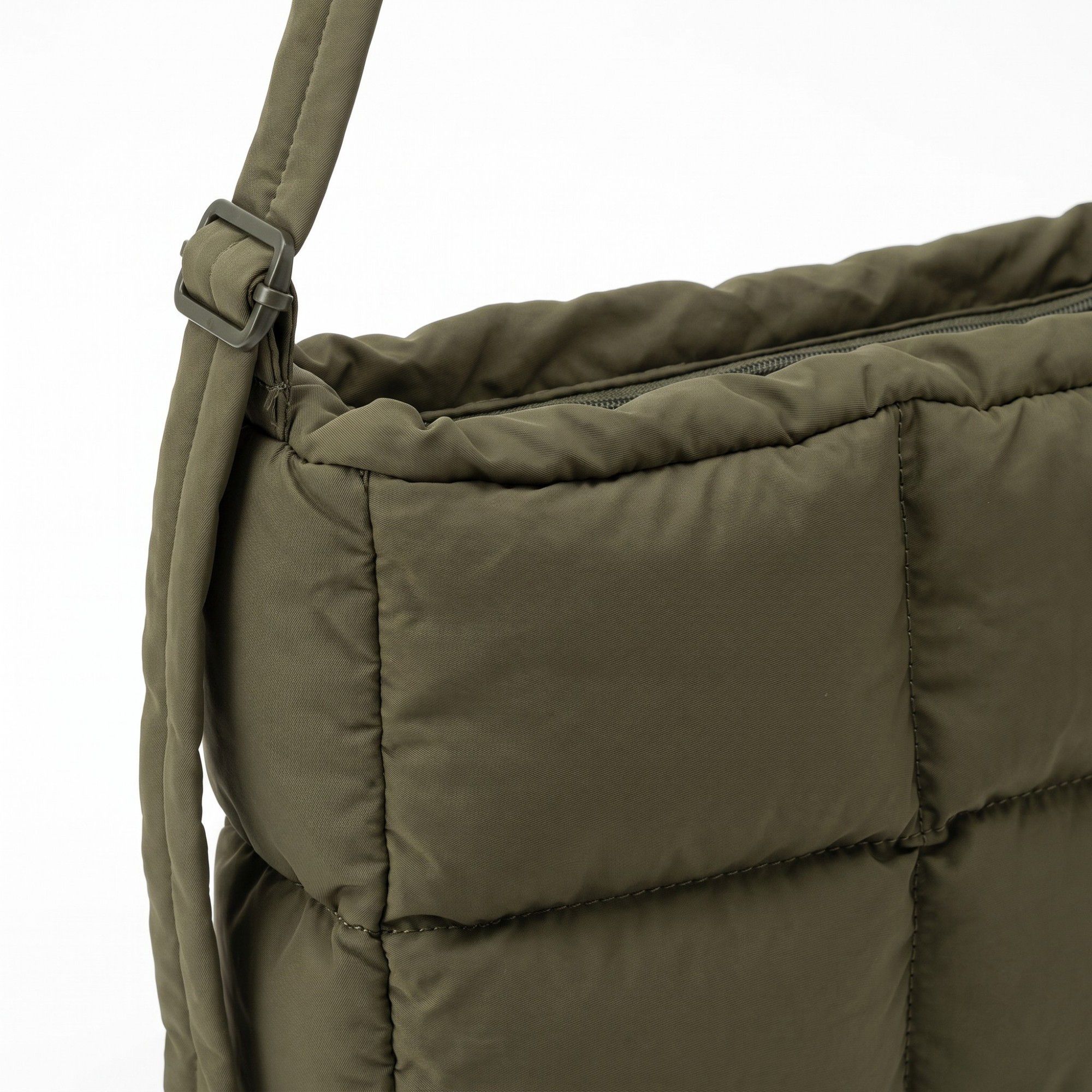Grid Quilt Padded Rectangular Crossbody Bag with Adjustable Slim Shoulder Strap 9.8x7.9x3.5