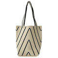Black women's tote bag with striped and knit