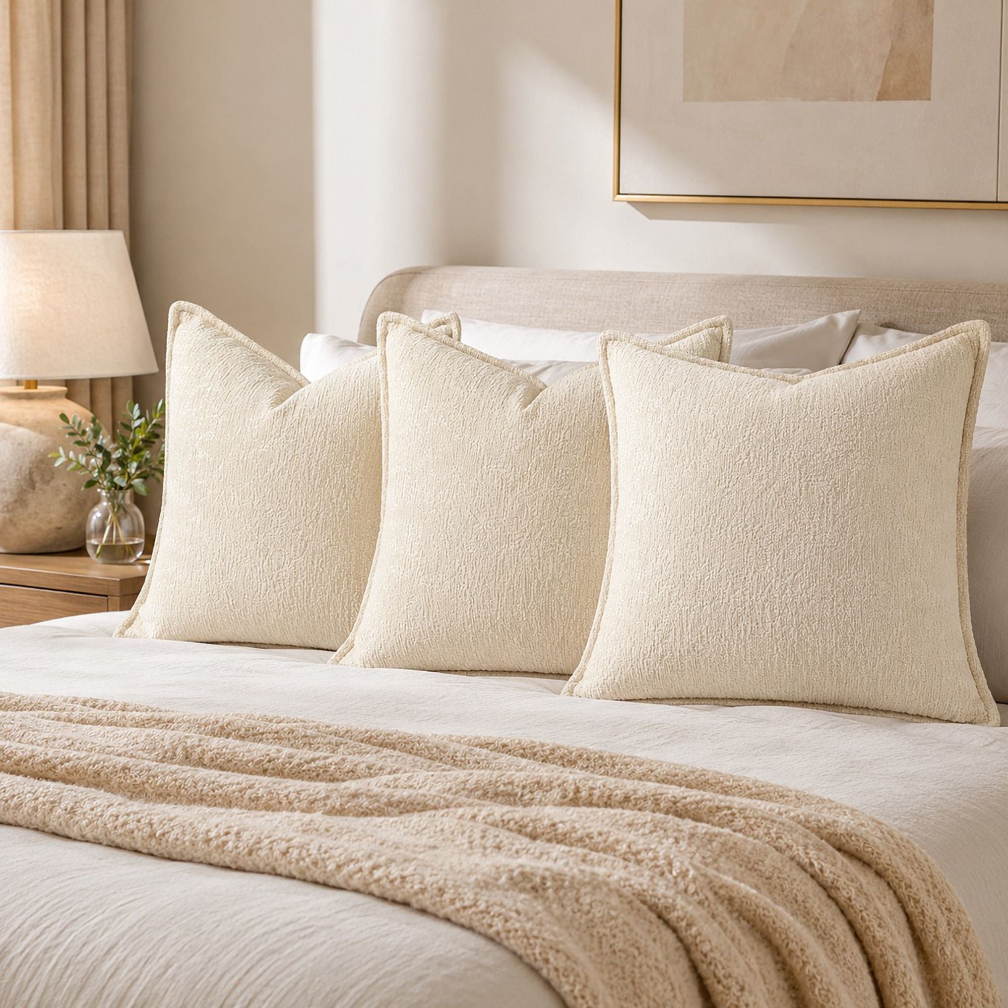 Textured Decorative Throw Pillow Cover Piped Edge Accent Cushion for Sofa Bed Chair
