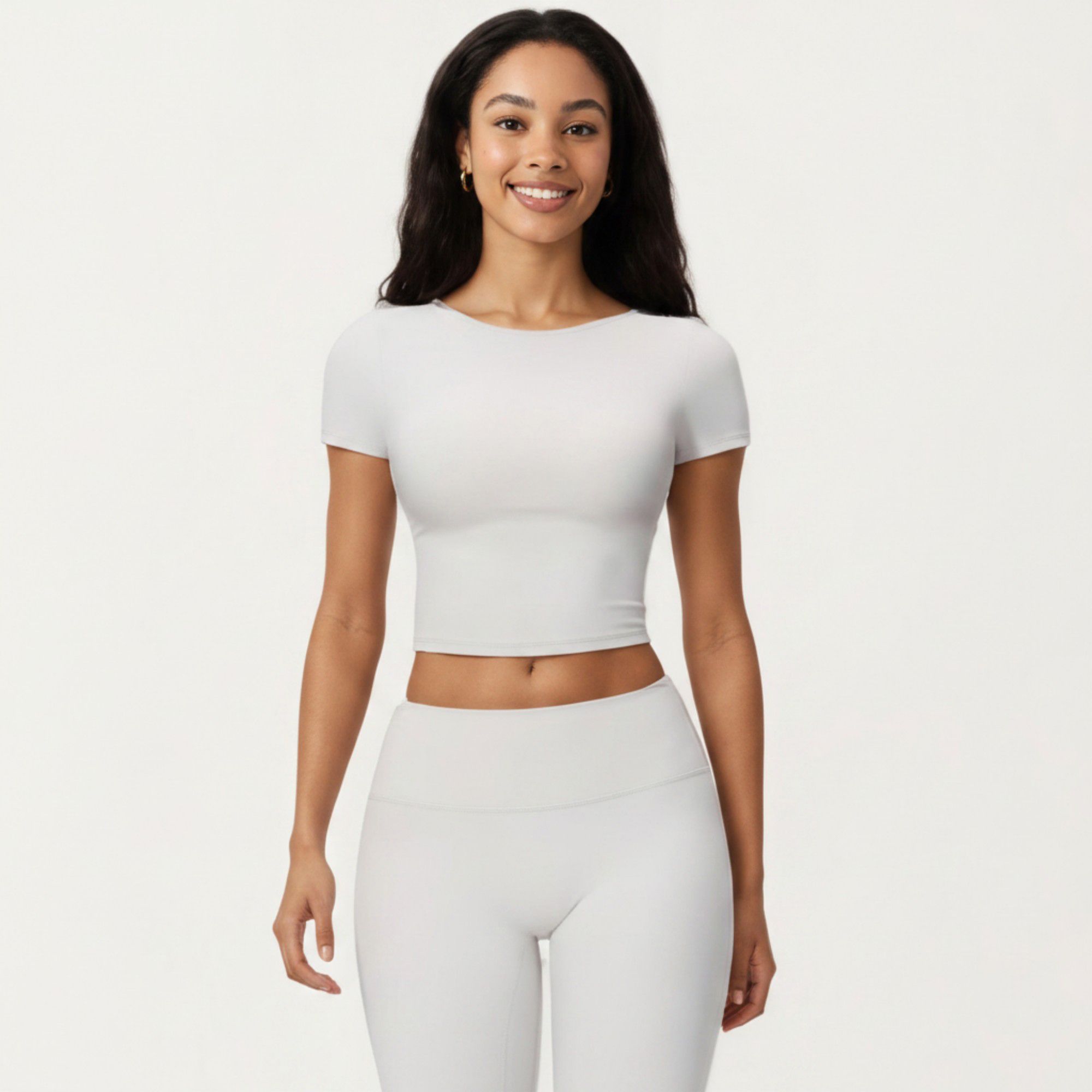 Anna-Kaci Active Women's Short Sleeve Cropped Active Top with Crew Neck and Smooth Stretch Fit