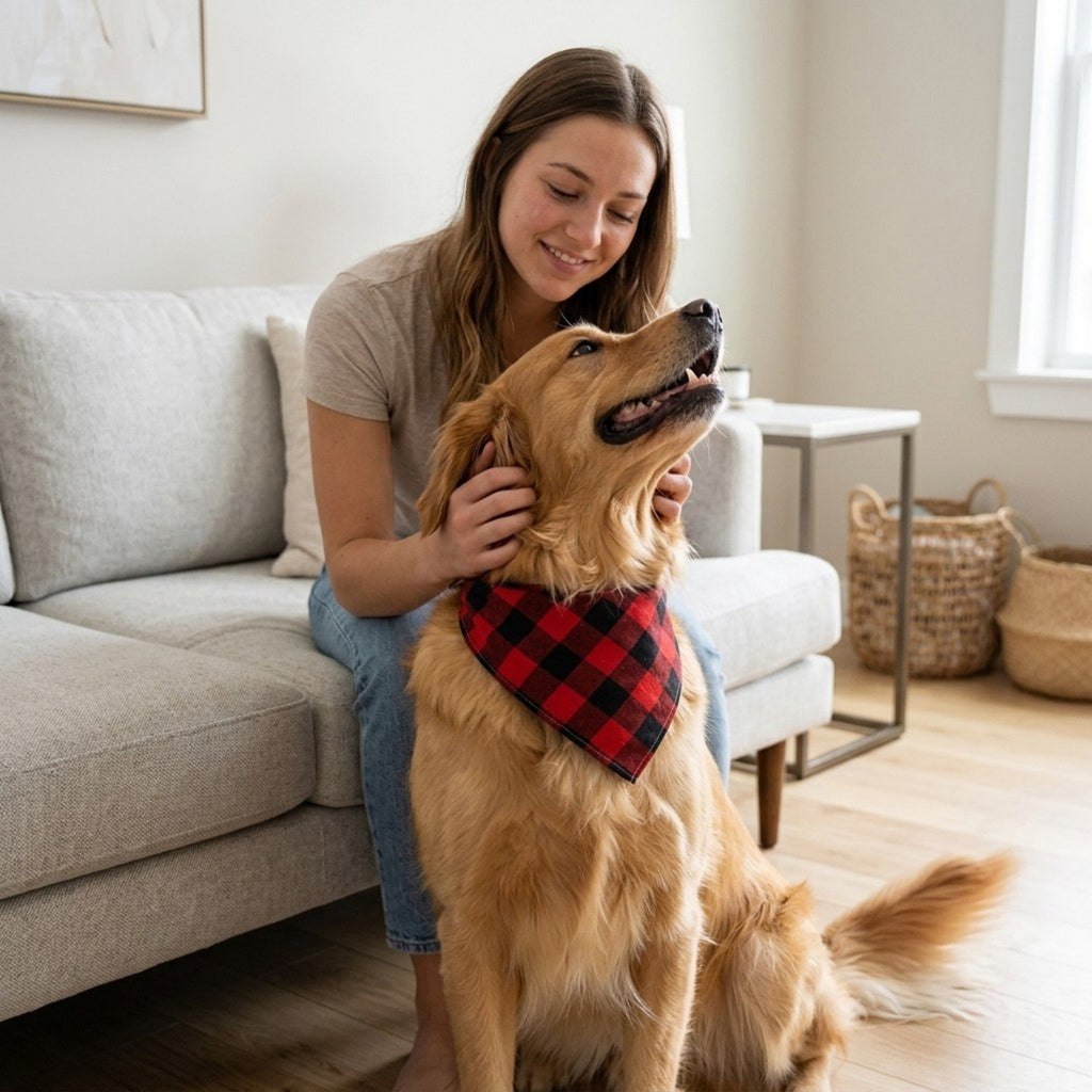 Plaid Pet Bandana Scarf Soft Tie-On Triangle Neck Accessory Classic Check Pattern