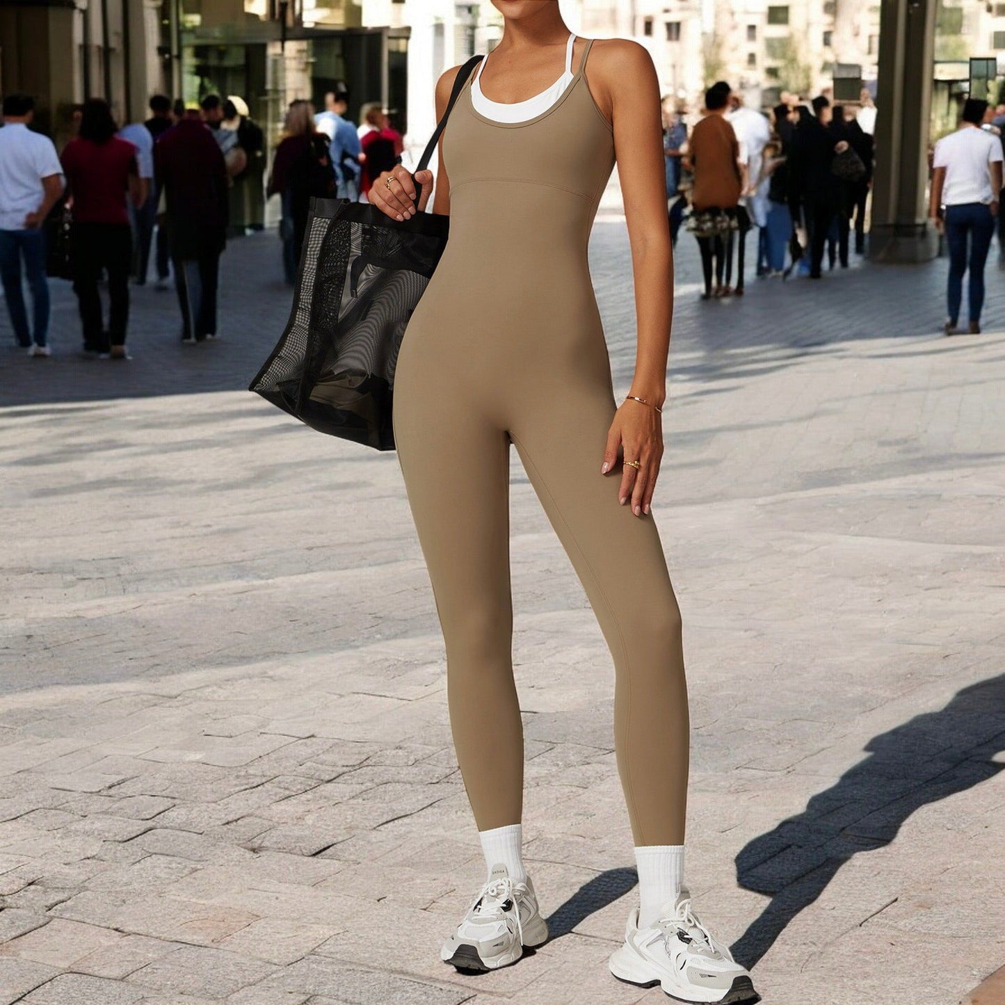 Seamless Active Bodysuit with Double Strap Racerback Design