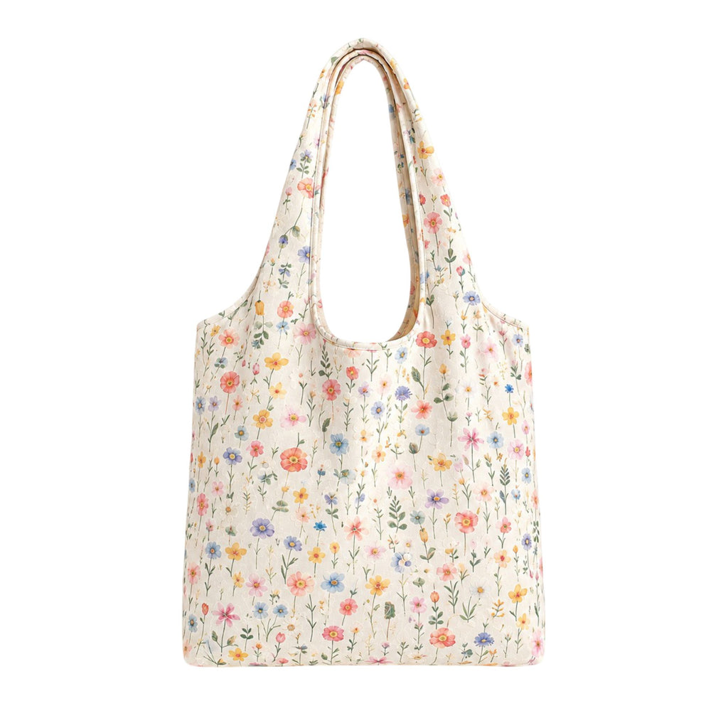 Embroidered Floral Tote Bag for Women, Lightweight Canvas Shoulder Bag for Everyday Use