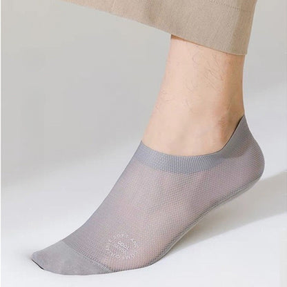 Anna-Kaci Men's No-Show Mesh Socks with Non-Slip Silicone Heel Grip and Breathable Low-Cut Design 3-Pack