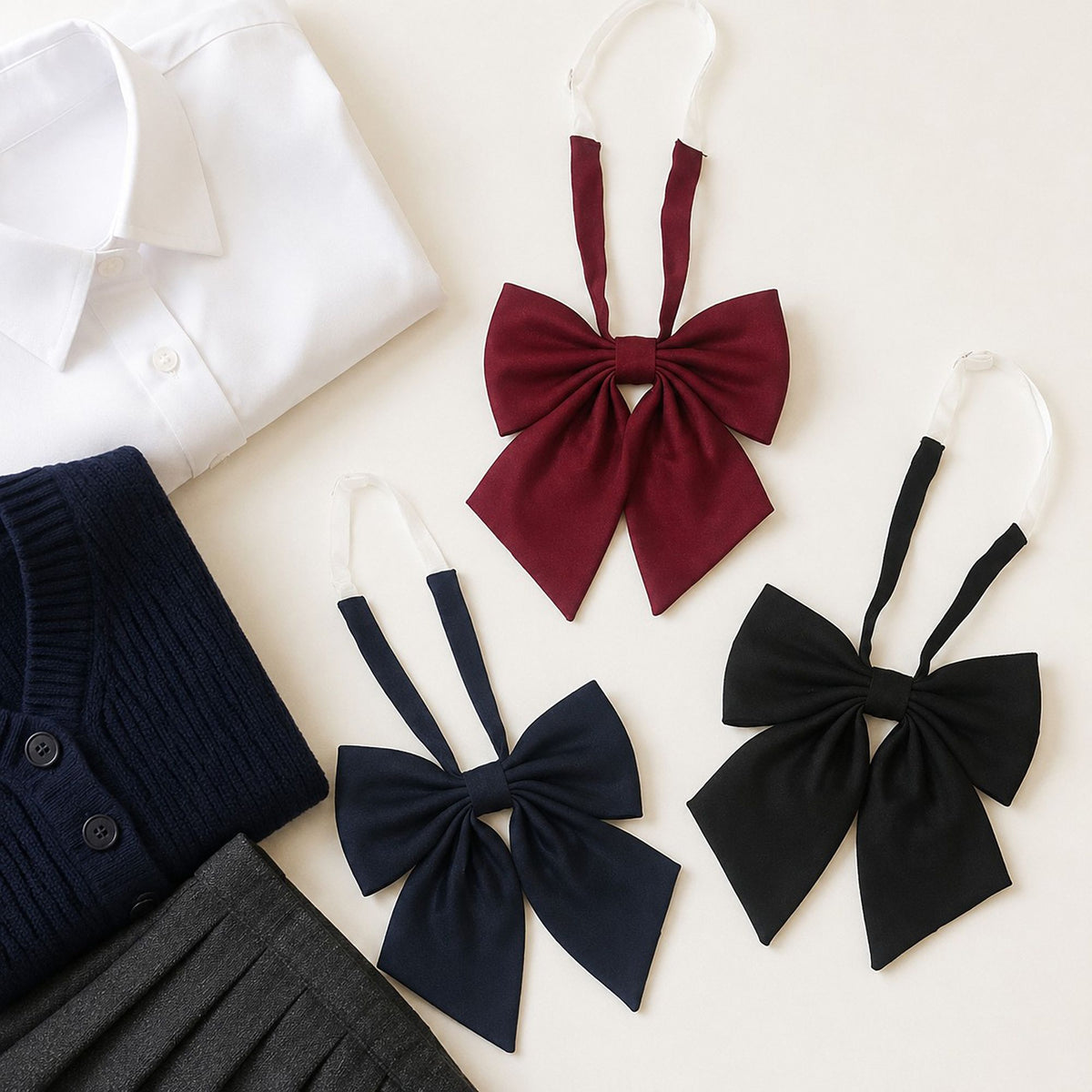 3 Pack Adjustable Pre Tied Bow Ties for School Uniform Shirts
