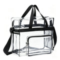 Clear Tote Bag with Exterior Mesh Pockets, Double Top Handles and Removable Adjustable Shoulder Strap