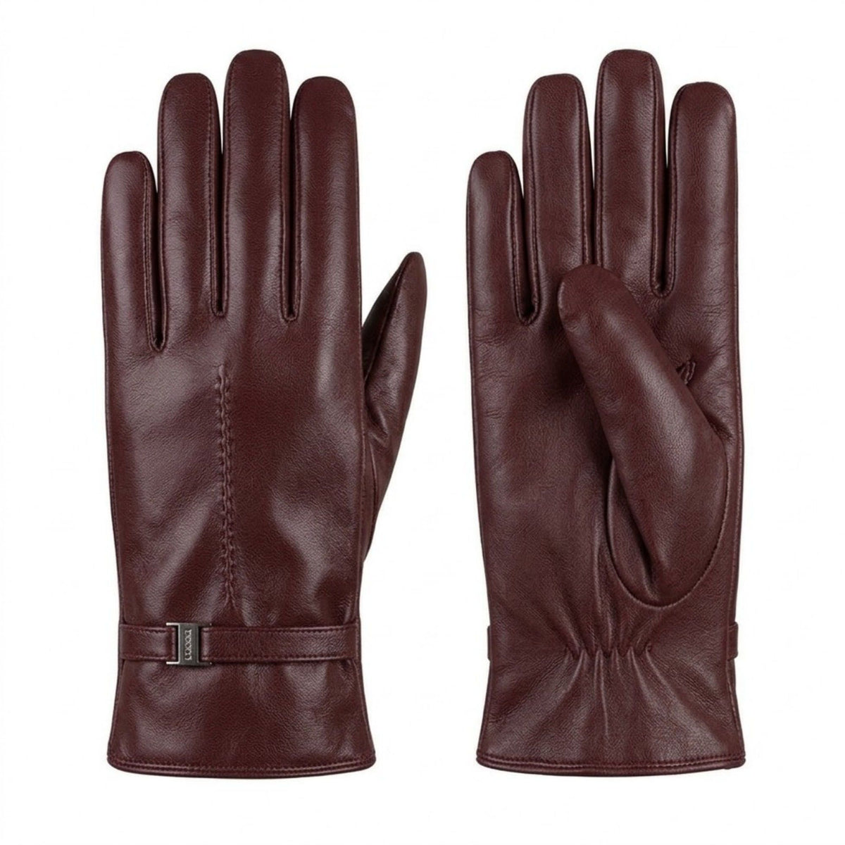Leather-Look Gloves with Buckle Detail