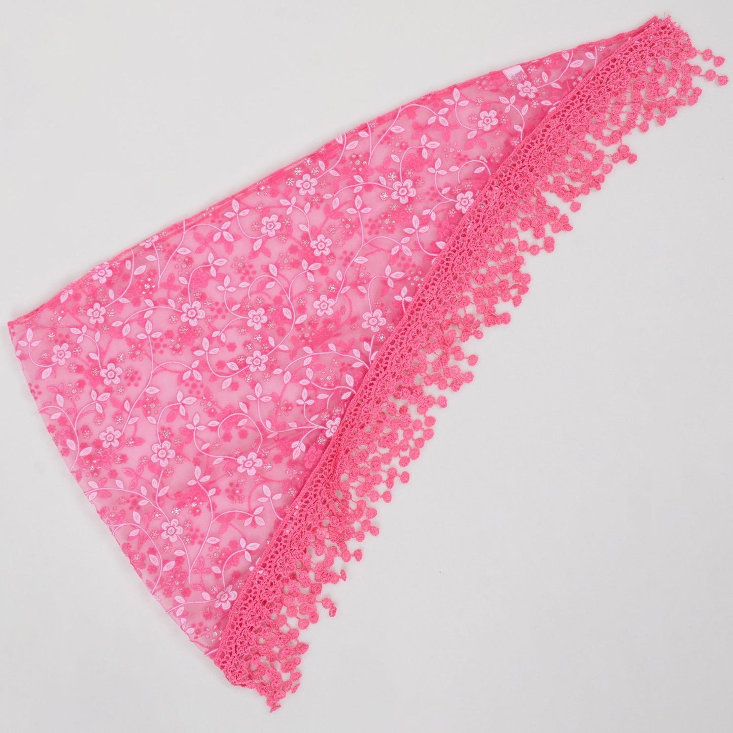 Anna-Kaci Lightweight Lace Floral Head Scarf Fringe Triangular Shawl Scarf Wrap Bandana for Women