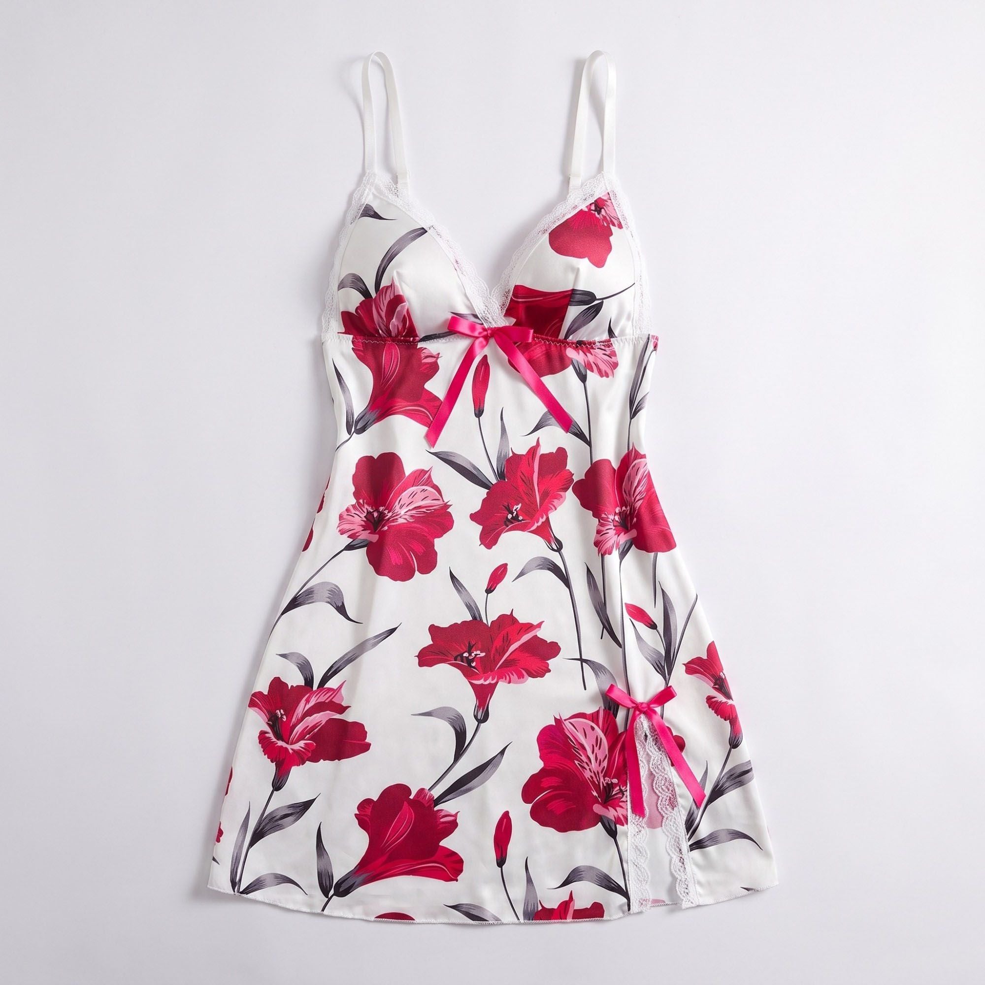 Floral Satin Lace Chemise Nightgown