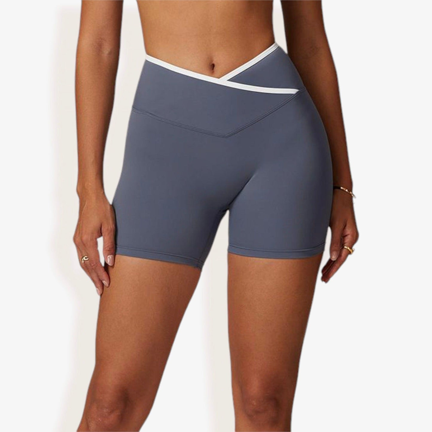 High Waist Cross Band Athletic Shorts for Yoga and Training