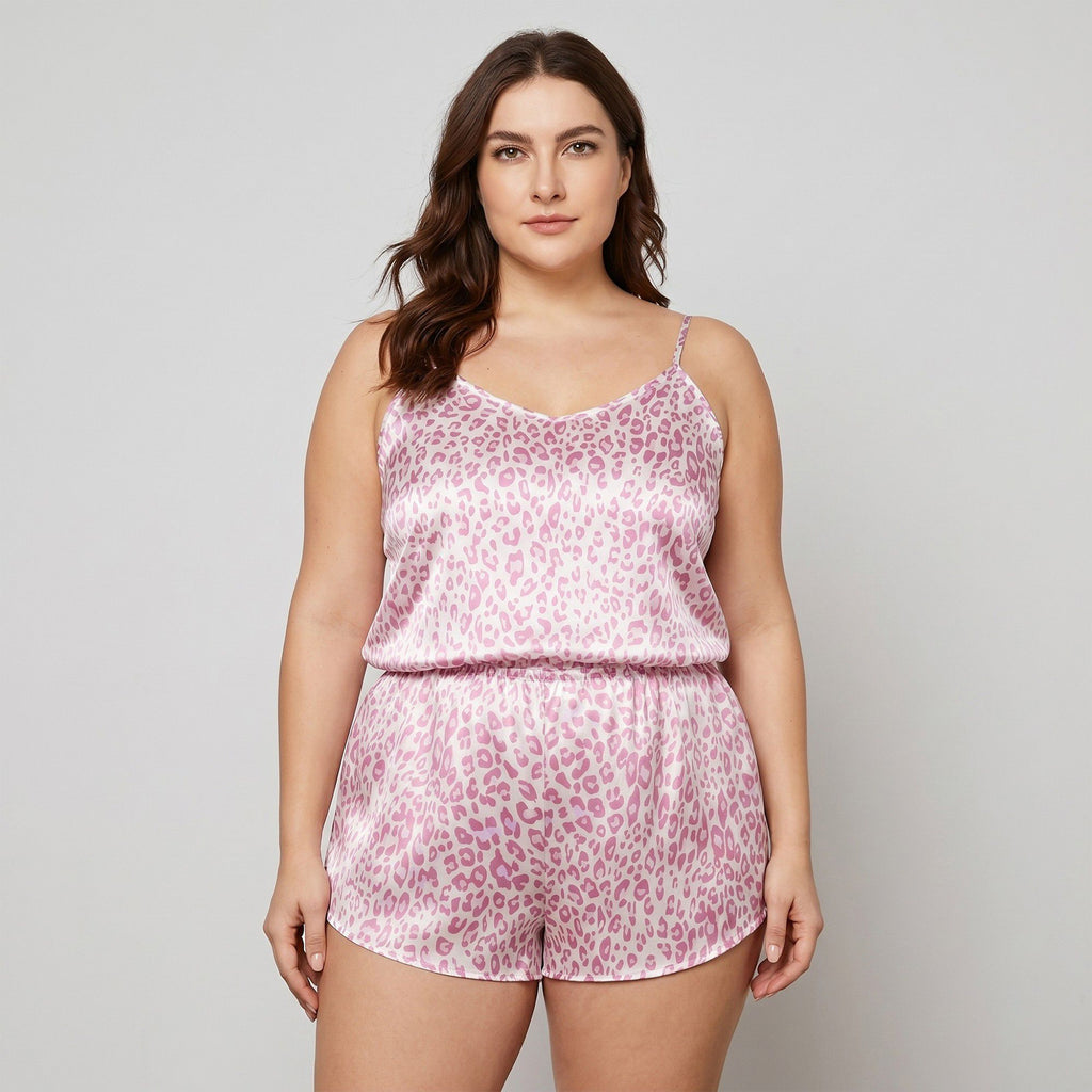 Anna-Kaci Lounge Women's Leopard Print Camisole and Shorts Pajama Set, Soft and Comfortable Sleepwear for Relaxation