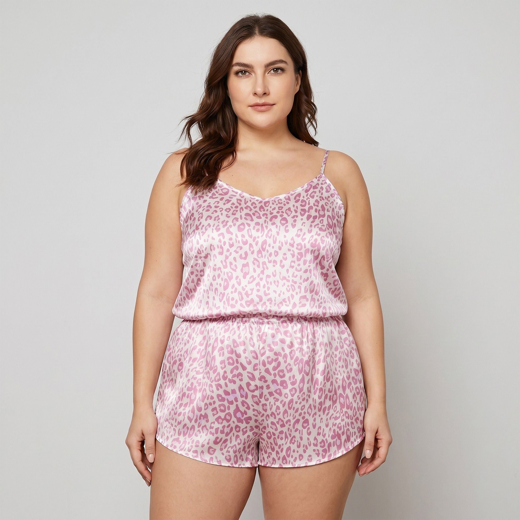 Anna-Kaci Lounge Women's Leopard Print Camisole and Shorts Pajama Set, Soft and Comfortable Sleepwear for Relaxation