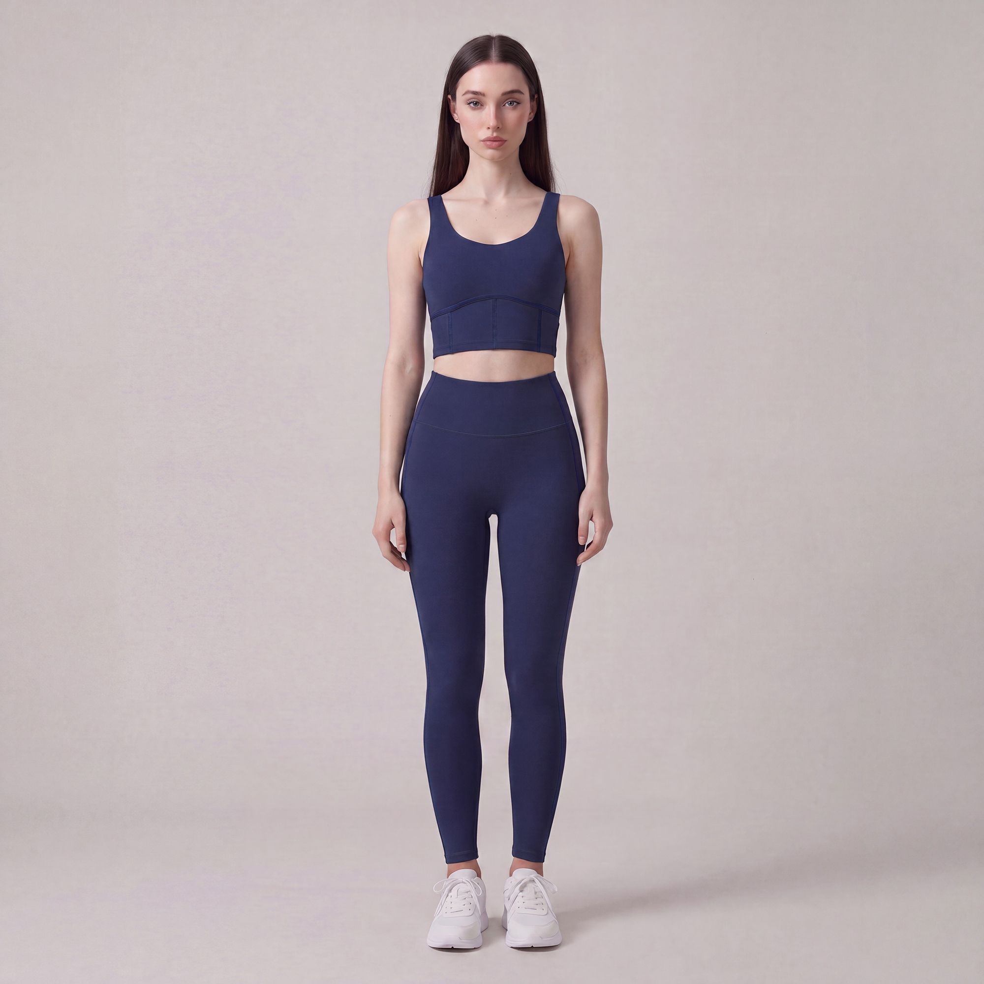 High Waist Full Length Active Leggings with Contour Seams for Workout and Everyday Wear
