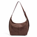 Slouchy Faux Suede Hobo Shoulder Bag with Zipper Closure and Adjustable Strap
