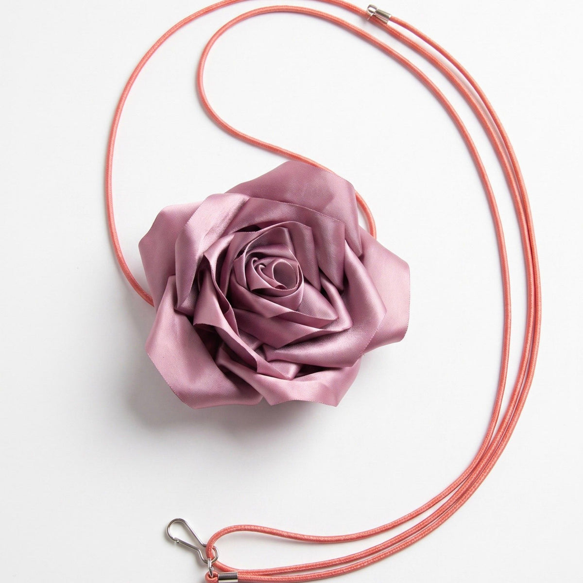 Cinturón de tela con lazo de raso y rosa individual, ajustable, de flores, joya para la cintura, 110 cm