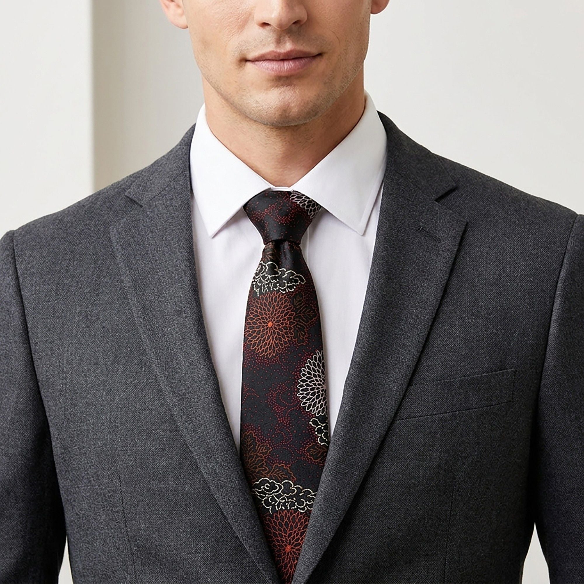 Men's Paisley Tie Gift Set with Matching Pocket Square Cufflinks and Silver Tie Clip