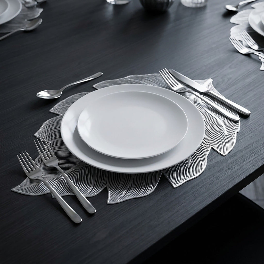 4 Pack Leaf Shaped PVC Placemats Washable Heat Resistant Table Mats