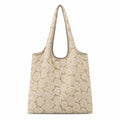 Floral Embossed Shoulder Tote Bag Soft Textured Lightweight Fabric Carryall Handbag