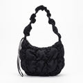 Ruched Puffer Shoulder Bag with Gathered Strap and Top Zipper Closure 10.5x8.5x3in