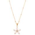 Gold-Tone Flower Pendant Fashion Necklace with Crystal Petal Accents