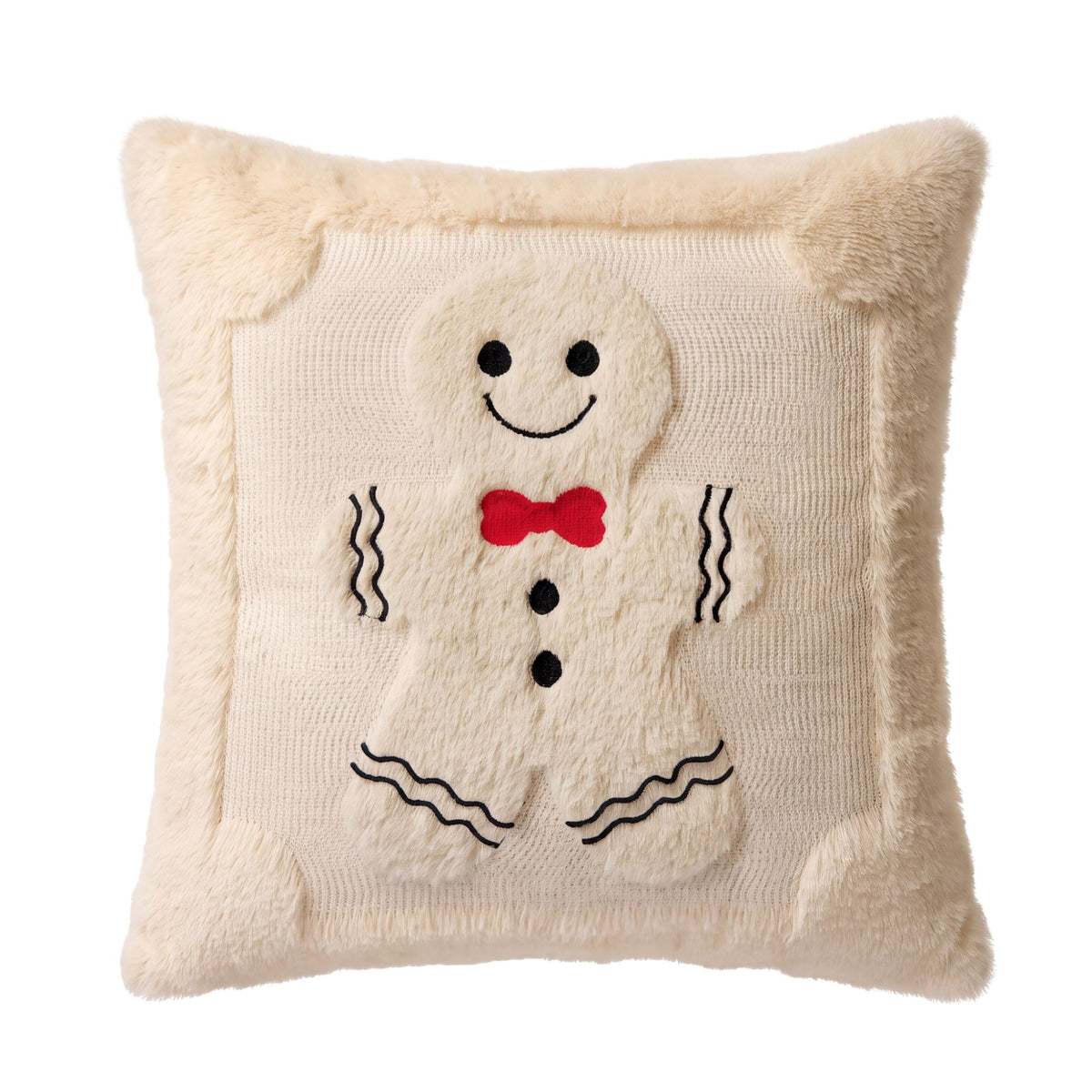 Christmas Gingerbread Throw Pillow Cover Plush Decorative Cushion Cover for Sofa Bed