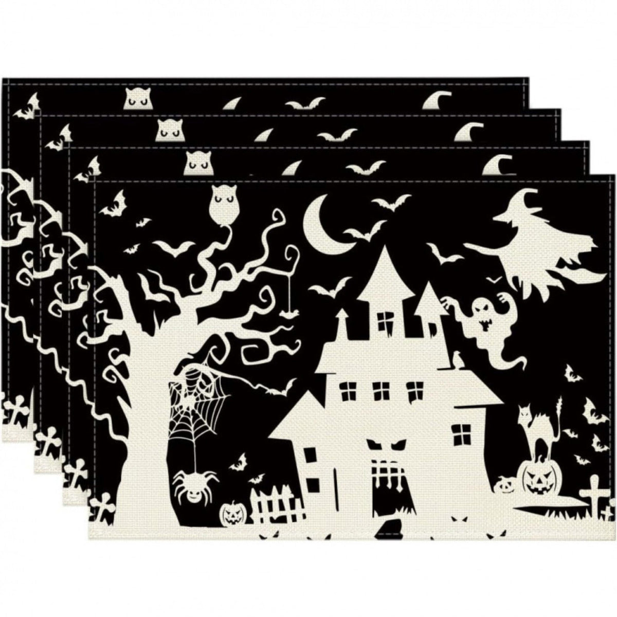 Halloween Ghost Pumpkin Skeleton Placemat Set of 4