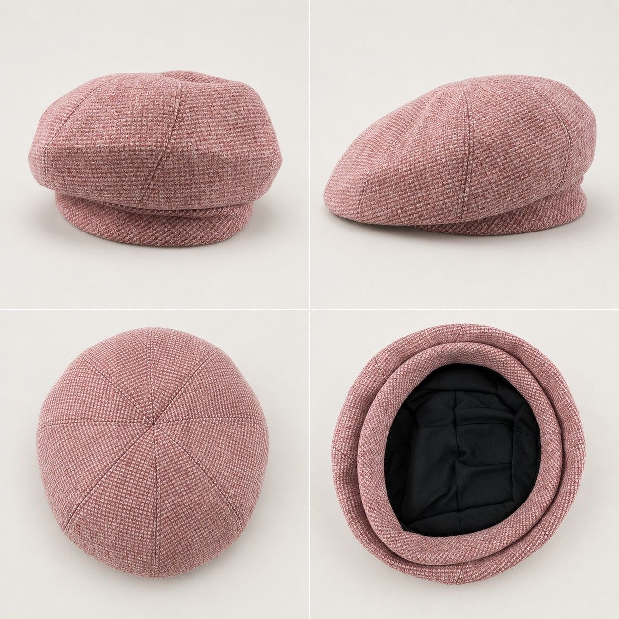 Wool Blend Houndstooth Beret Hat Vintage Painter Cap for Fall Winter
