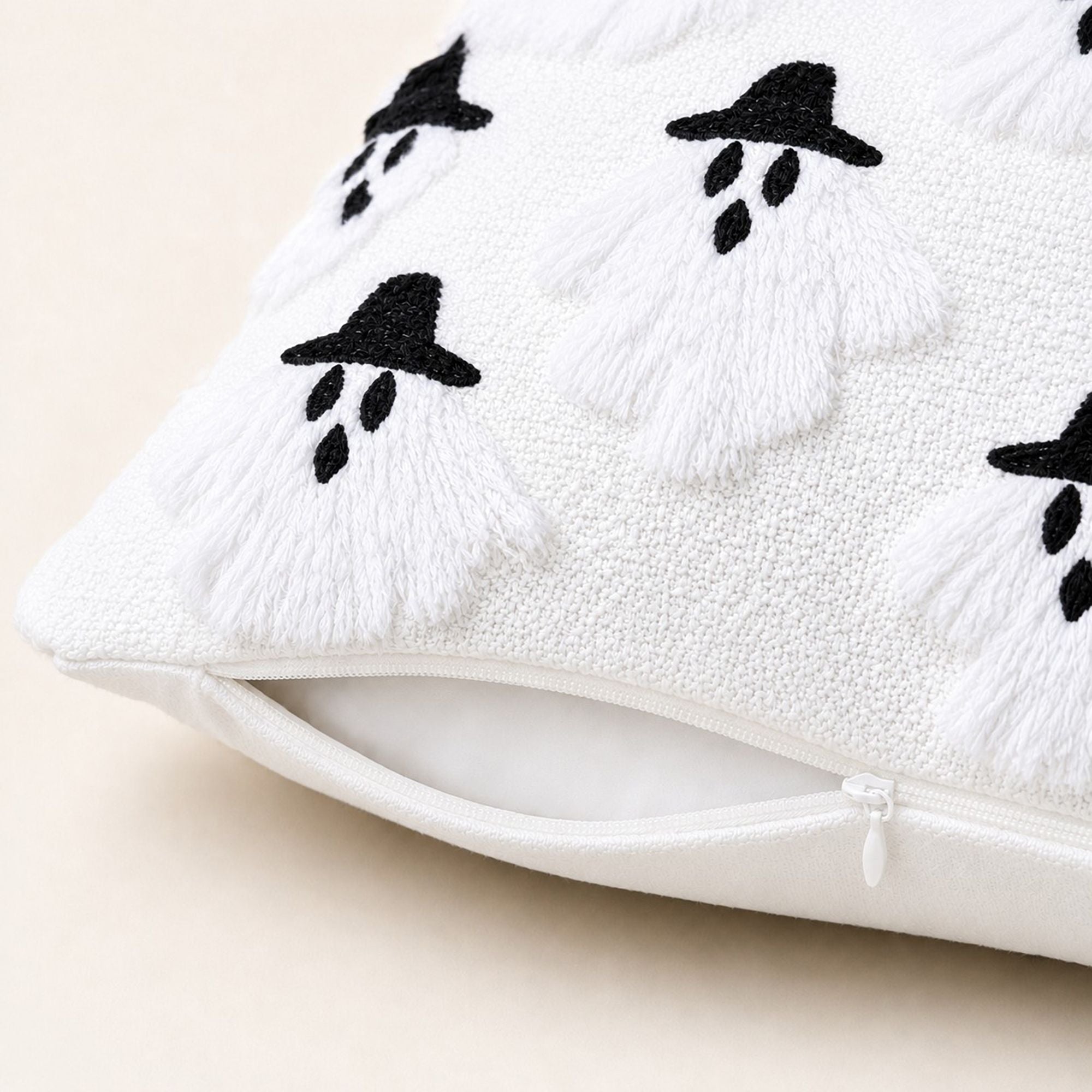 Halloween Tufted Ghost Throw Pillow Cover for Couch Bed and Chair