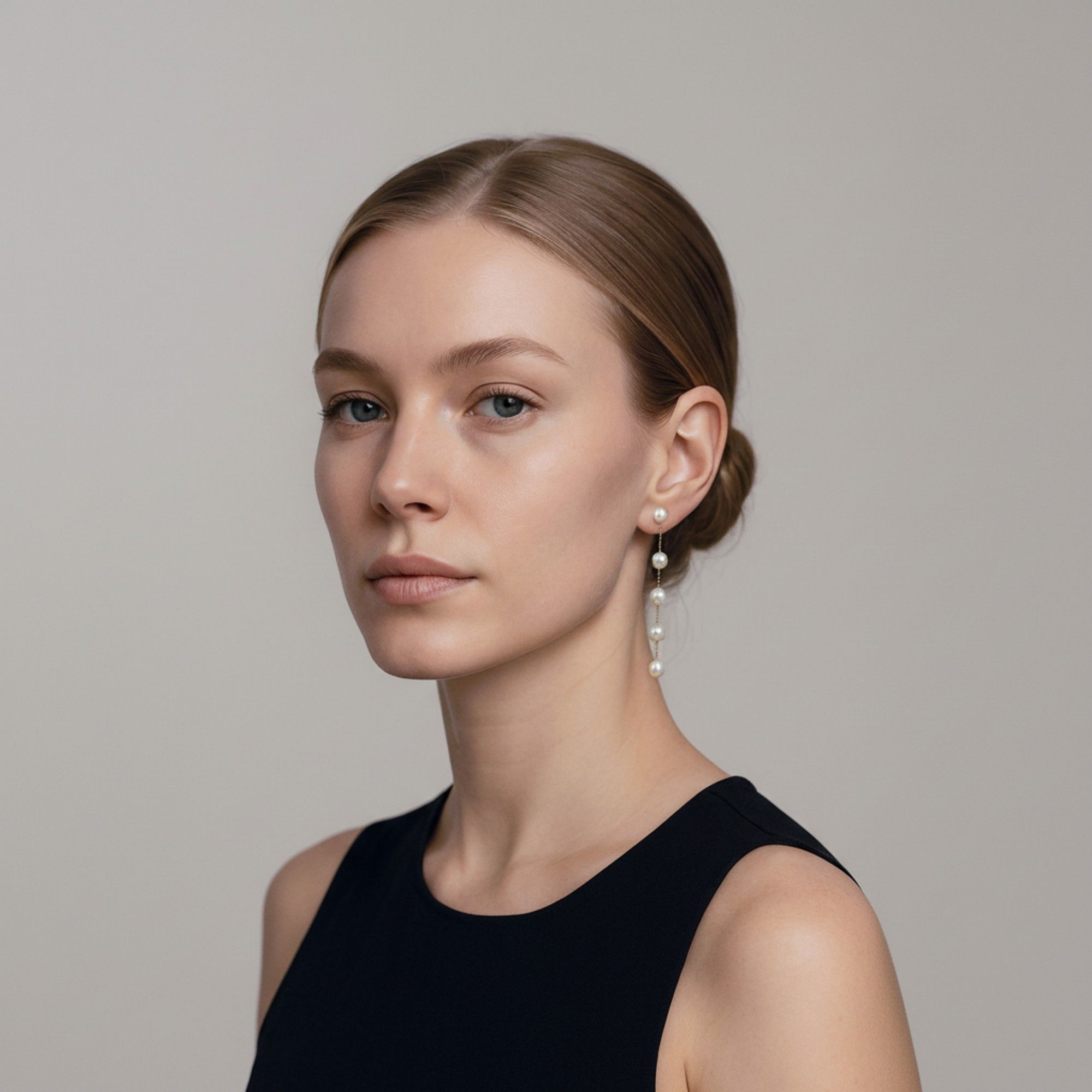 Pearl Drop Earrings with Delicate Chain Detailing and Graduated Bead Accents for a Soft Feminine Modern Elegant Accessory
