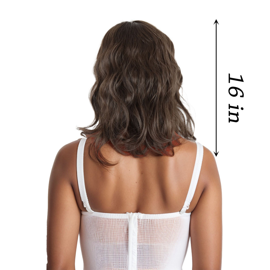 Natural Wavy Bob Wig with Curtain Bangs Synthetic Short Curly Bob